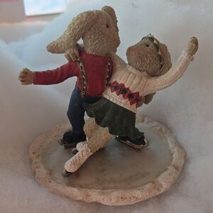 The Windsor Hares Of Cranbury Commons Bunny Ice Skating Figurine